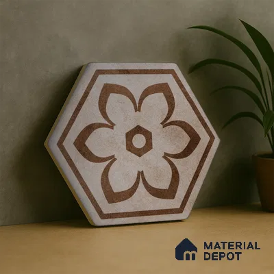 Subway Wall & Floor Tile TL 05271 D Hexalite Grana Latte Decor 10 x 9 inch (250x220 mm) Vitrified Matte Finish - 8 mm | Random Design | Suitable for Living Room, Accent / Feature Walls, Bathroom, Kitchen Wall & Backsplashes (Sample)