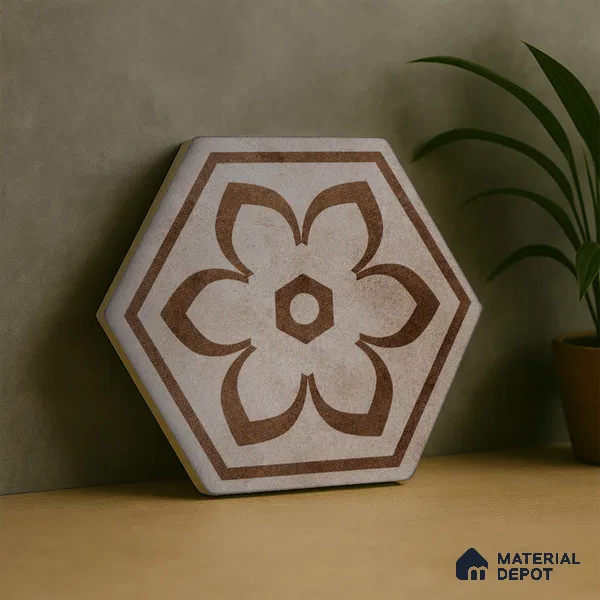 Subway Wall & Floor Tile TL 05271 D Hexalite Grana Latte Decor 10 x 9 inch (250x220 mm) Vitrified Matte Finish - 8 mm | Random Design | Suitable for Living Room, Accent / Feature Walls, Bathroom, Kitchen Wall & Backsplashes (Sample)