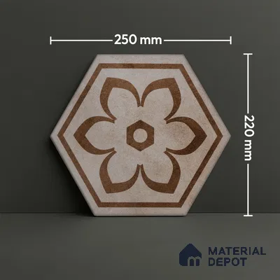 Subway Wall & Floor Tile TL 05271 D Hexalite Grana Latte Decor 10 x 9 inch (250x220 mm) Vitrified Matte Finish - 8 mm | Random Design | Suitable for Living Room, Accent / Feature Walls, Bathroom, Kitchen Wall & Backsplashes (Sample)