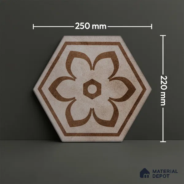 Subway Wall & Floor Tile TL 05271 D Hexalite Grana Latte Decor 10 x 9 inch (250x220 mm) Vitrified Matte Finish - 8 mm | Random Design | Suitable for Living Room, Accent / Feature Walls, Bathroom, Kitchen Wall & Backsplashes (Sample)