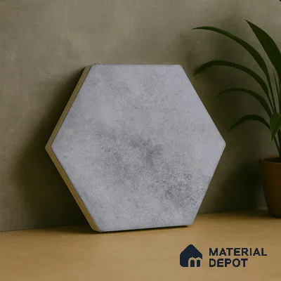 Hexagonal Wall & Floor Tile TL 05271 Hexalite Grana Grey Base 10 x 9 inch (250x220 mm) Vitrified Matte Finish - 8 mm | Suitable for Living Room, Accent / Feature Walls, Bathroom, Kitchen Wall & Backsplashes (Sample)