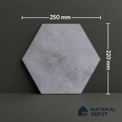 Hexagonal Wall & Floor Tile TL 05271 Hexalite Grana Grey Base 10 x 9 inch (250x220 mm) Vitrified Matte Finish - 8 mm | Suitable for Living Room, Accent / Feature Walls, Bathroom, Kitchen Wall & Backsplashes (Sample)