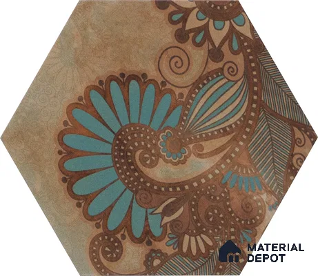 Hexagonal Wall & Floor Tile TL 05273 B Hexalite Miles Espresso Decor 10 x 9 inch (250x220 mm) Vitrified Matte Finish - 8 mm | Random Design | Suitable for Living Room, Accent / Feature Walls, Bathroom, Kitchen Wall & Backsplashes