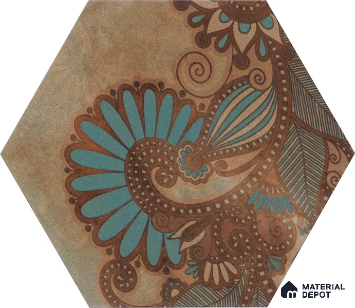 Hexagonal Wall & Floor Tile TL 05273 B Hexalite Miles Espresso Decor 10 x 9 inch (250x220 mm) Vitrified Matte Finish - 8 mm | Random Design | Suitable for Living Room, Accent / Feature Walls, Bathroom, Kitchen Wall & Backsplashes