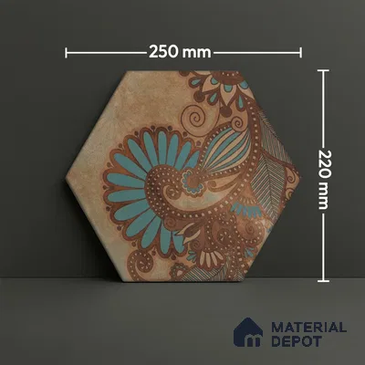 Hexagonal Wall & Floor Tile TL 05273 B Hexalite Miles Espresso Decor 10 x 9 inch (250x220 mm) Vitrified Matte Finish - 8 mm | Random Design | Suitable for Living Room, Accent / Feature Walls, Bathroom, Kitchen Wall & Backsplashes