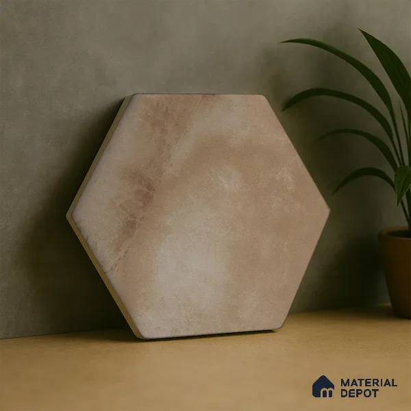 Hexagonal Wall & Floor Tile TL 05273 Hexalite Miles Espresso Base 10 x 9 inch (250x220 mm) Vitrified Matte Finish - 8 mm | Suitable for Living Room, Accent / Feature Walls, Bathroom, Kitchen Wall & Backsplashes