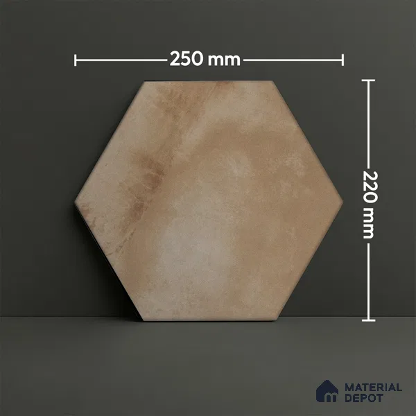 Hexagonal Wall & Floor Tile TL 05273 Hexalite Miles Espresso Base 10 x 9 inch (250x220 mm) Vitrified Matte Finish - 8 mm | Suitable for Living Room, Accent / Feature Walls, Bathroom, Kitchen Wall & Backsplashes