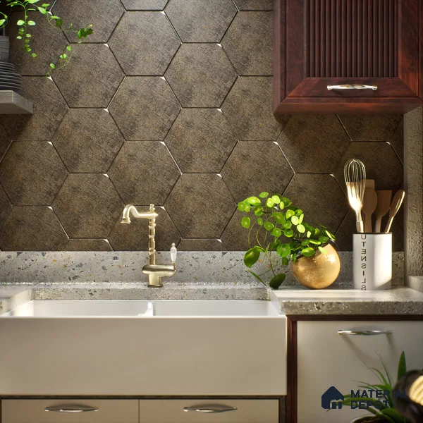 Subway Wall & Floor Tile TL 05277 B Hexalite Weaved Tepoch 10 x 9 inch (250x220 mm) Vitrified Matte Finish - 8 mm | Suitable for Accent / Feature Walls, Bathroom, Kitchen Wall & Backsplashes