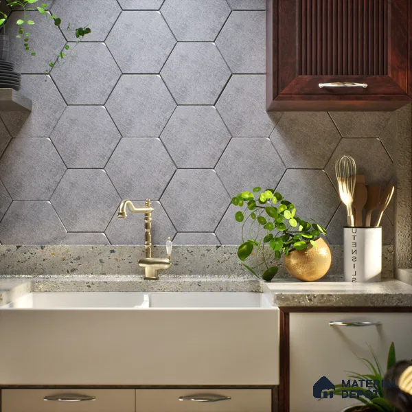 Subway Wall & Floor Tile TL 05277 C Hexalite Weaved Thunder 10 x 9 inch (250x220 mm) Vitrified Matte Finish - 8 mm | Suitable for Accent / Feature Walls, Bathroom, Kitchen Wall & Backsplashes