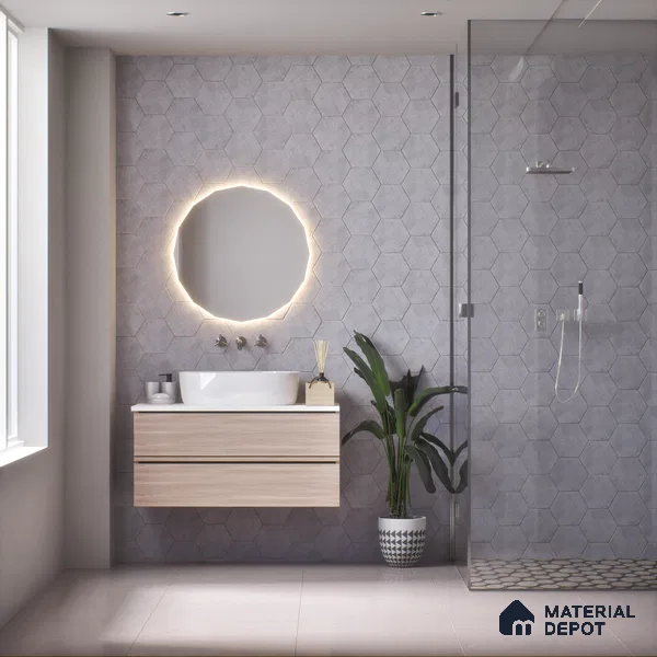Subway Wall & Floor Tile TL 05277 C Hexalite Weaved Thunder 10 x 9 inch (250x220 mm) Vitrified Matte Finish - 8 mm | Suitable for Accent / Feature Walls, Bathroom, Kitchen Wall & Backsplashes
