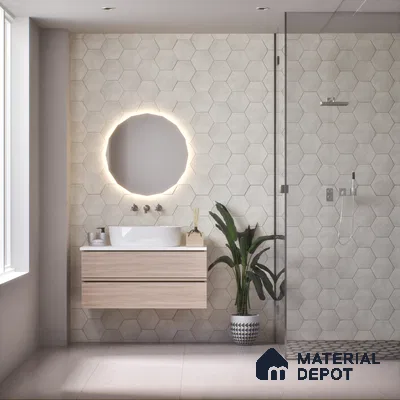 Subway Wall & Floor Tile TL 05277 D Hexalite Weaved Mushroom 10 x 9 inch (250x220 mm) Vitrified Matte Finish - 8 mm | Suitable for Accent / Feature Walls, Bathroom, Kitchen Wall & Backsplashes (Sample)