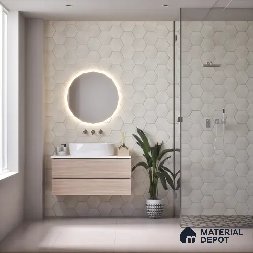Subway Wall & Floor Tile TL 05277 D Hexalite Weaved Mushroom 10 x 9 inch (250x220 mm) Vitrified Matte Finish - 8 mm | Suitable for Accent / Feature Walls, Bathroom, Kitchen Wall & Backsplashes