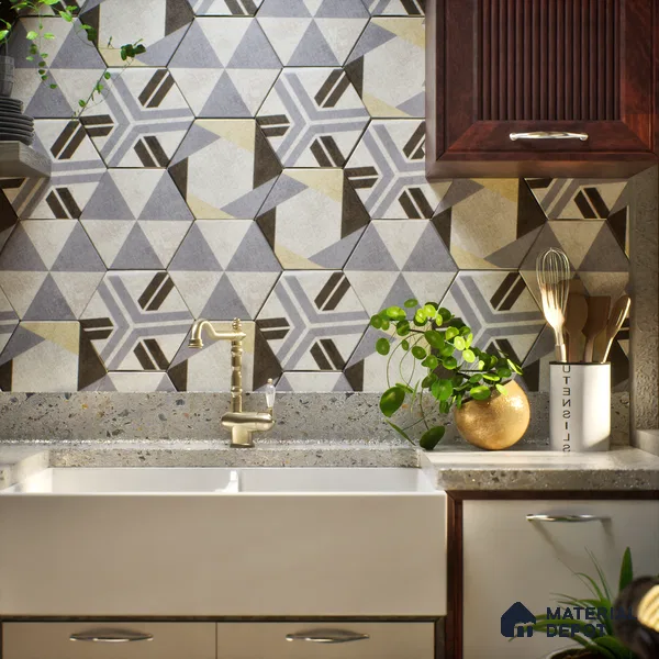 Subway Wall & Floor Tile TL 05277 E Hexalite Weaved Mocha 10 x 9 inch (250x220 mm) Vitrified Matte Finish - 8 mm | Random Design | Suitable for Accent / Feature Walls, Bathroom, Kitchen Wall & Backsplashes (Sample)
