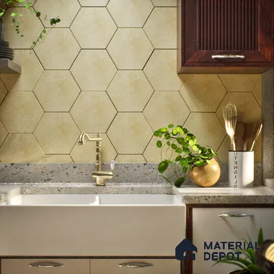 Subway Wall & Floor Tile TL 05277 Hexalite Weaved Silt 10 x 9 inch (250x220 mm) Vitrified Matte Finish - 8 mm | Suitable for Accent / Feature Walls, Bathroom, Kitchen Wall & Backsplashes (Sample)