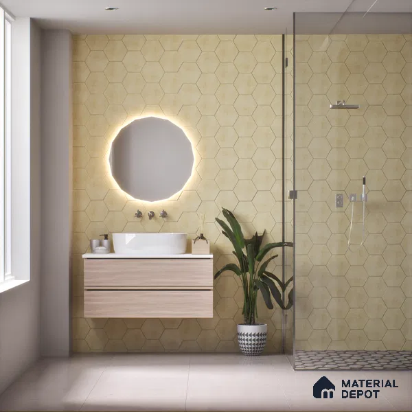 Subway Wall & Floor Tile TL 05277 Hexalite Weaved Silt 10 x 9 inch (250x220 mm) Vitrified Matte Finish - 8 mm | Suitable for Accent / Feature Walls, Bathroom, Kitchen Wall & Backsplashes (Sample)