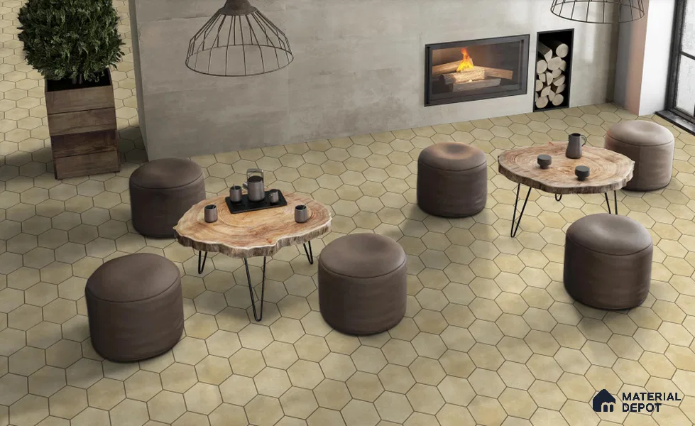 Subway Wall & Floor Tile TL 05277 Hexalite Weaved Silt 10 x 9 inch (250x220 mm) Vitrified Matte Finish - 8 mm | Suitable for Accent / Feature Walls, Bathroom, Kitchen Wall & Backsplashes (Sample)