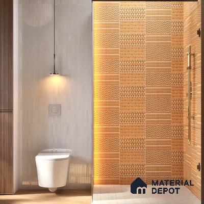 Subway Wall & Floor Tile TL 05235 B Lines & Layers Salmon Rust Decor 12 x 6 inch Vitrified Matte Finish - 8 mm | 8 Random Faces | Suitable for Accent / Feature Walls, Bathroom, Kitchen Wall & Backsplashes