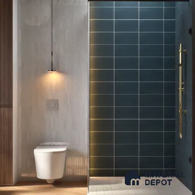 Subway Wall & Floor Tile TL 05235 C Lines & Layers Navy Blue Plain 12 x 6 inch Vitrified Matte Finish - 8 mm | 9 Random Faces | Suitable for Accent / Feature Walls, Bathroom, Kitchen Wall & Backsplashes