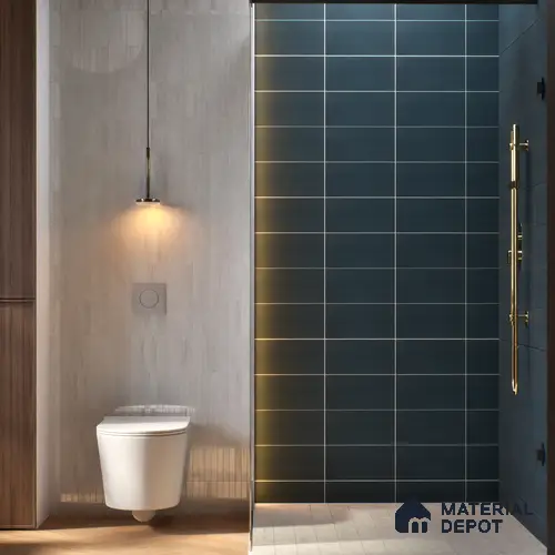 Subway Wall & Floor Tile TL 05235 C Lines & Layers Navy Blue Plain 12 x 6 inch Vitrified Matte Finish - 8 mm | 9 Random Faces | Suitable for Accent / Feature Walls, Bathroom, Kitchen Wall & Backsplashes