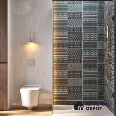 Subway Wall & Floor Tile TL 05235 D Lines & Layers Navy Blue Decor 12 x 6 inch Vitrified Matte Finish - 8 mm | 8 Random Faces | Suitable for Accent / Feature Walls, Bathroom, Kitchen Wall & Backsplashes (Sample)