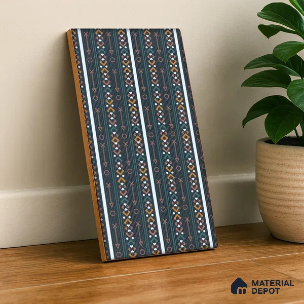 Subway Wall & Floor Tile TL 05235 D Lines & Layers Navy Blue Decor 12 x 6 inch Vitrified Matte Finish - 8 mm | 8 Random Faces | Suitable for Accent / Feature Walls, Bathroom, Kitchen Wall & Backsplashes (Sample)