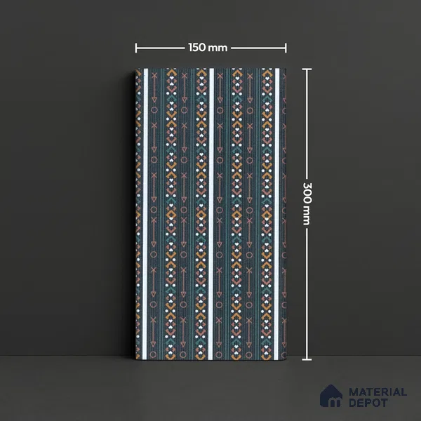 Subway Wall & Floor Tile TL 05235 D Lines & Layers Navy Blue Decor 12 x 6 inch Vitrified Matte Finish - 8 mm | 8 Random Faces | Suitable for Accent / Feature Walls, Bathroom, Kitchen Wall & Backsplashes (Sample)