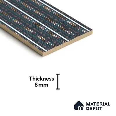 Subway Wall & Floor Tile TL 05235 D Lines & Layers Navy Blue Decor 12 x 6 inch Vitrified Matte Finish - 8 mm | 8 Random Faces | Suitable for Accent / Feature Walls, Bathroom, Kitchen Wall & Backsplashes (Sample)