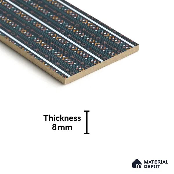 Subway Wall & Floor Tile TL 05235 D Lines & Layers Navy Blue Decor 12 x 6 inch Vitrified Matte Finish - 8 mm | 8 Random Faces | Suitable for Accent / Feature Walls, Bathroom, Kitchen Wall & Backsplashes (Sample)