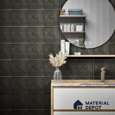 Subway Wall & Floor Tile TL 05252 C Marrueco Grizzle Grey Base 8 x 8 inch Vitrified Matte Finish - 8 mm | Suitable for Accent / Feature Walls, Bathroom, Kitchen Wall & Backsplashes | Please Expect a Slight Variation of Pattern