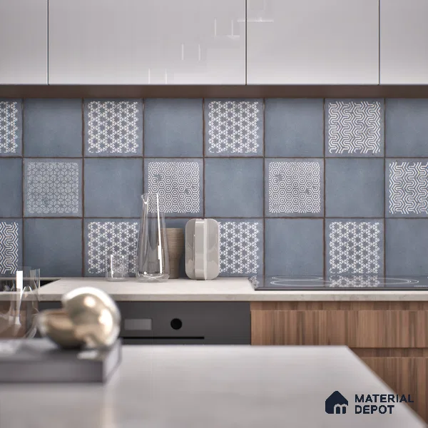 Subway Wall & Floor Tile TL 05269 C Mythos Slated Syncstone Plain 8 x 8 inch Vitrified Matte Finish - 8 mm | 12 Random Faces | Suitable for Accent / Feature Walls, Bathroom, Kitchen Wall & Backsplashes | Please Expect a Slight Variation of Pattern (Sample)