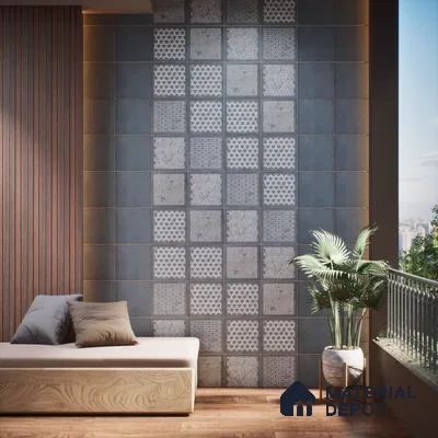 Subway Wall & Floor Tile TL 05269 C Mythos Slated Syncstone Plain 8 x 8 inch Vitrified Matte Finish - 8 mm | 12 Random Faces | Suitable for Accent / Feature Walls, Bathroom, Kitchen Wall & Backsplashes | Please Expect a Slight Variation of Pattern (Sample)