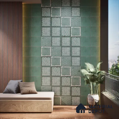 Subway Wall & Floor Tile TL 05269 E Mythos Flourish Festive Plain 8 x 8 inch Vitrified Matte Finish - 8 mm | 12 Random Faces | Suitable for Accent / Feature Walls, Bathroom, Kitchen Wall & Backsplashes | Please Expect a Slight Variation of Pattern (Sample)