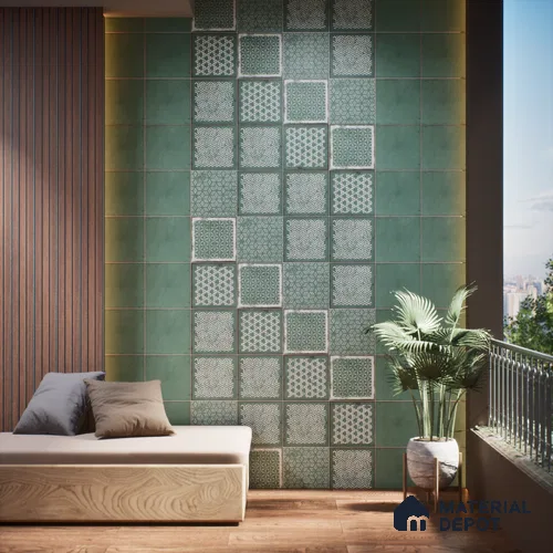 Subway Wall & Floor Tile TL 05269 E Mythos Flourish Festive Plain 8 x 8 inch Vitrified Matte Finish - 8 mm | 12 Random Faces | Suitable for Accent / Feature Walls, Bathroom, Kitchen Wall & Backsplashes | Please Expect a Slight Variation of Pattern