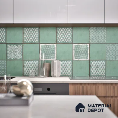 Subway Wall & Floor Tile TL 05269 E Mythos Flourish Festive Plain 8 x 8 inch Vitrified Matte Finish - 8 mm | 12 Random Faces | Suitable for Accent / Feature Walls, Bathroom, Kitchen Wall & Backsplashes | Please Expect a Slight Variation of Pattern (Sample)