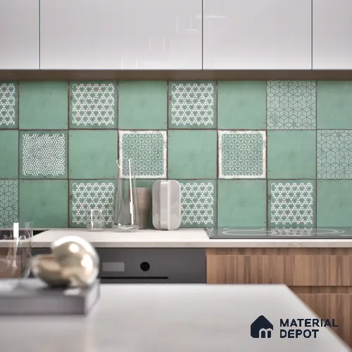 Subway Moroccan Wall & Floor Tile TL 05269 F Mythos Flourish Festive Decor 8 x 8 inch Vitrified Matte Finish - 8 mm | 12 Random Faces | Suitable for Accent / Feature Walls, Bathroom, Kitchen Wall & Backsplashes | Please Expect a Slight Variation of Pattern