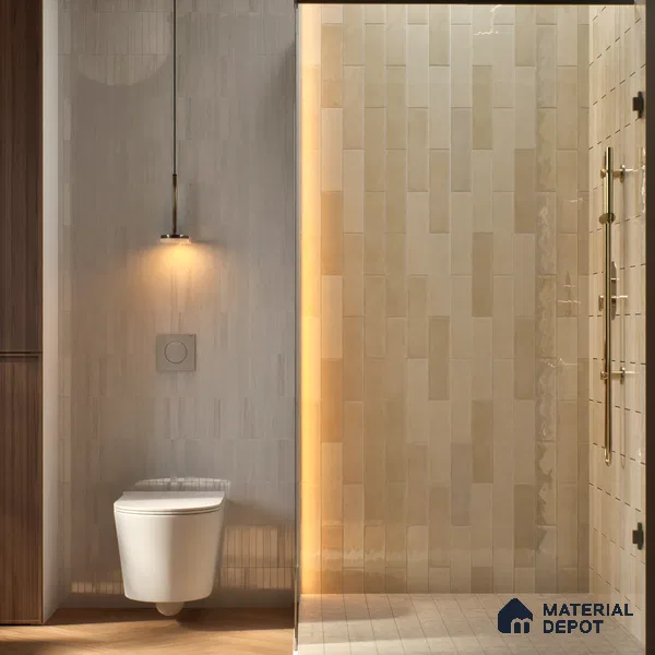 Subway Wall Tile TL 06161 D Eclat Blanc Lustrous Latte 12 x 3 inch Ceramic Glossy Finish - 10 mm | 48 Random Design | Suitable for Accent / Feature Walls, Bathroom, Kitchen Wall & Backsplashes