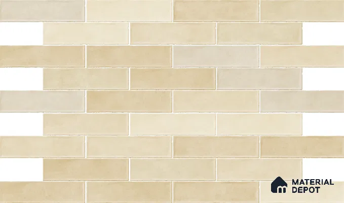 Subway Wall Tile TL 06161 D Eclat Blanc Lustrous Latte 12 x 3 inch Ceramic Glossy Finish - 10 mm | 48 Random Design | Suitable for Accent / Feature Walls, Bathroom, Kitchen Wall & Backsplashes