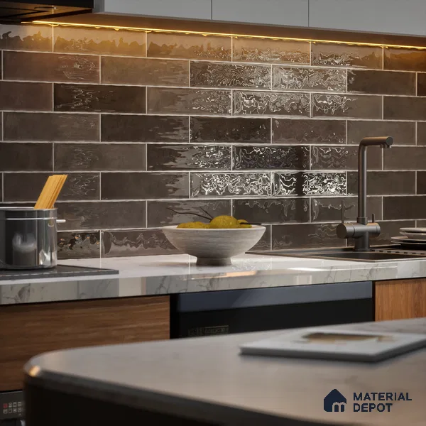 Subway Wall Tile TL 06161 E Eclat Blanc Gleam Touch 12 x 3 inch Ceramic Glossy Finish - 10 mm | 48 Random Design | Suitable for Accent / Feature Walls, Bathroom, Kitchen Wall & Backsplashes