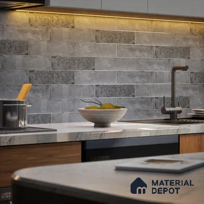 Subway Wall & Floor Tile TL 05227 B Urbanto Base Grey 12 x 3 inch Vitrified Matte Finish - 8 mm | 36 Random Faces | Suitable for Accent / Feature Walls, Bathroom, Kitchen Wall & Backsplashes (Sample)