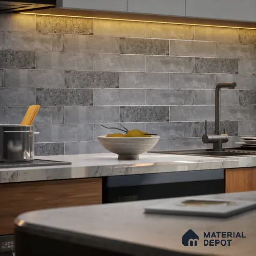 Subway Wall & Floor Tile TL 05227 B Urbanto Base Grey 12 x 3 inch Vitrified Matte Finish - 8 mm | 36 Random Faces | Suitable for Accent / Feature Walls, Bathroom, Kitchen Wall & Backsplashes