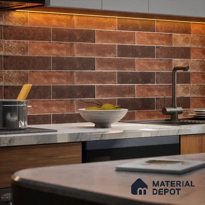 Subway Wall & Floor Tile TL 05227 D Urbanto Base Maroon 12 x 3 inch Vitrified Matte Finish - 8 mm | 36 Random Faces | Suitable for Accent / Feature Walls, Bathroom, Kitchen Wall & Backsplashes (Sample)