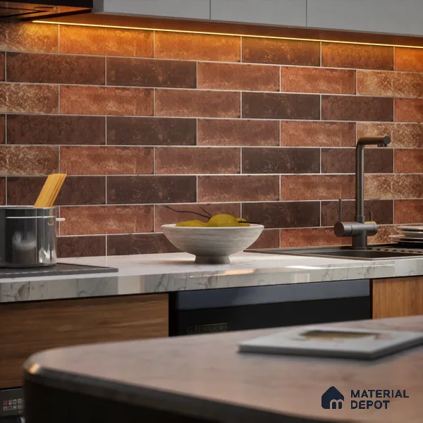 Subway Wall & Floor Tile TL 05227 D Urbanto Base Maroon 12 x 3 inch Vitrified Matte Finish - 8 mm | 36 Random Faces | Suitable for Accent / Feature Walls, Bathroom, Kitchen Wall & Backsplashes (Sample)