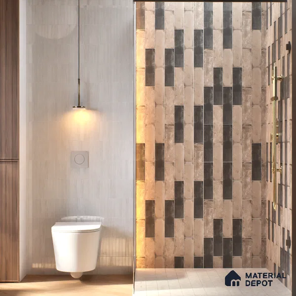 Subway Wall & Floor Tile TL 05227 Urbanto Base Brown 12 x 3 inch Vitrified Matte Finish - 8 mm | 36 Random Faces | Suitable for Accent / Feature Walls, Bathroom, Kitchen Wall & Backsplashes (Sample)