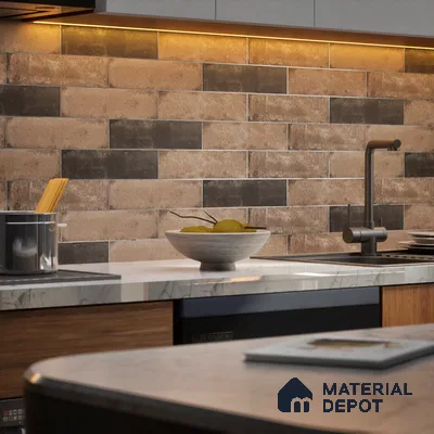 Subway Wall & Floor Tile TL 05227 Urbanto Base Brown 12 x 3 inch Vitrified Matte Finish - 8 mm | 36 Random Faces | Suitable for Accent / Feature Walls, Bathroom, Kitchen Wall & Backsplashes (Sample)