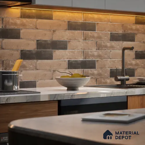 Subway Wall & Floor Tile TL 05227 Urbanto Base Brown 12 x 3 inch Vitrified Matte Finish - 8 mm | 36 Random Faces | Suitable for Accent / Feature Walls, Bathroom, Kitchen Wall & Backsplashes