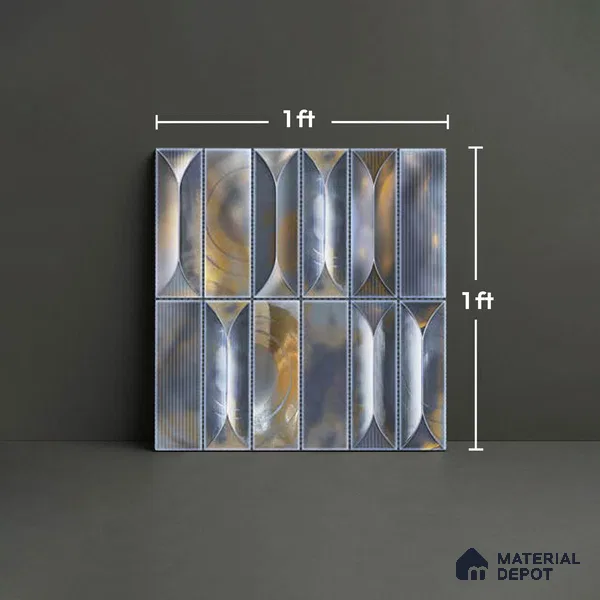 Faux Subway Wall Tile TL 06355 B  Ocean Flow 12 inch x 12 inch Ceramic Matte Finish - 9.5 mm | Suitable for Accent / Feature Walls, Bathroom, Kitchen Wall & Backsplashes | Please Expect a Slight Variation of Pattern (Sample)