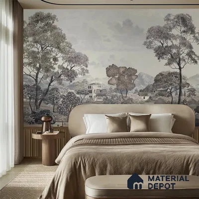 H901012 Sukoon, A Calm Life in Nature, Wallpaper Sukoon Series Canvas Patterned Design (Customised Size Wallpaper)