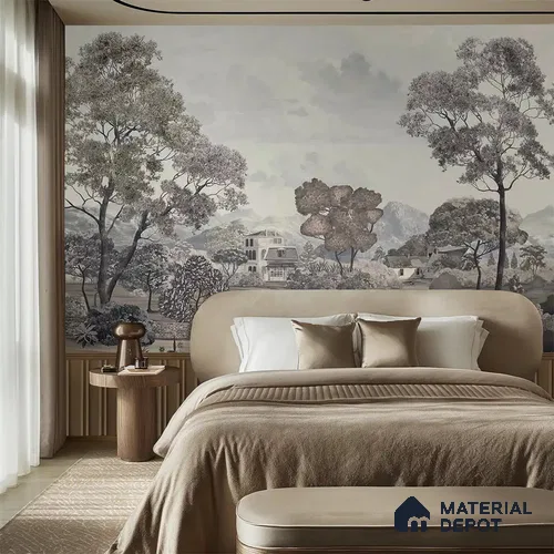H901012 Sukoon, A Calm Life in Nature, Wallpaper Sukoon Series Canvas Patterned Design (Customised Size Wallpaper)
