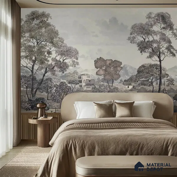 H901012 Sukoon, A Calm Life in Nature, Wallpaper Sukoon Series Canvas Patterned Design (Customised Size Wallpaper)