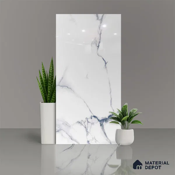 Marble Floor & Wall Tile TL 02201 Summer White 4 ft x 2 ft Glossy Finish Vitrified Tile - 9 mm